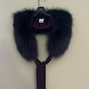 Adrienne Landau purple Fox Fur Collar with Purple Accent